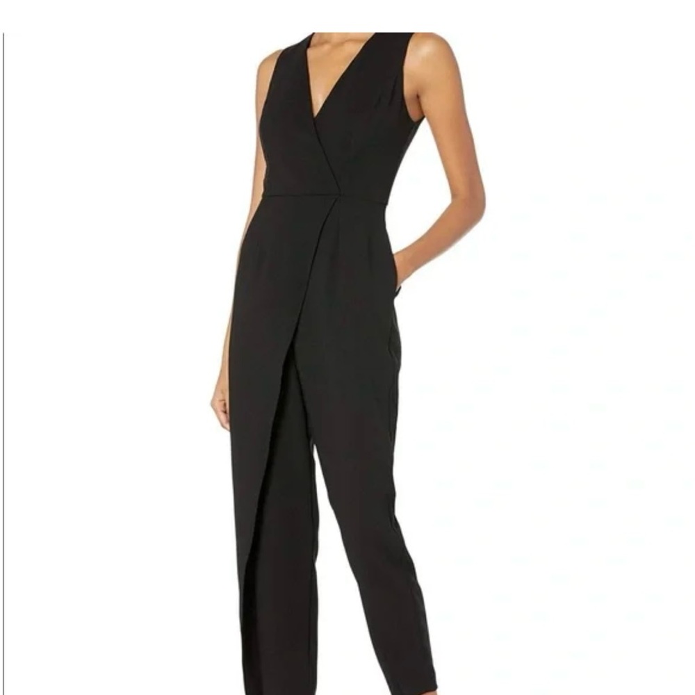 BCBGeneration Black Vest Wrap Leg Jumpsuit SZ 0